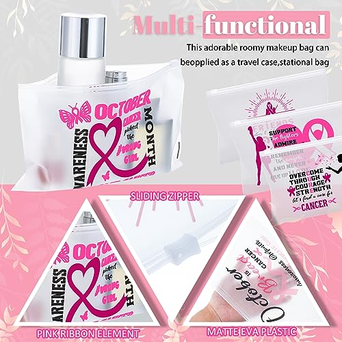Aliceset 150 Pcs Breast Cancer Awareness Pink Ribbon Makeup Bags Set - Size 7.87 x 5.91 Inches, Waterproof EVA Pouches for Gifts & Storage