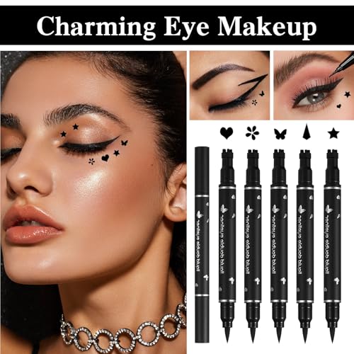 Double-Ended Liquid Eyeliner Stamp Pen Set - Waterproof & Smudge-Proof for Flawless Winged Looks