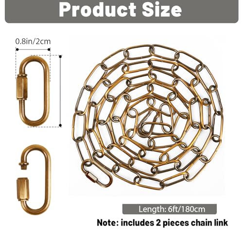 6 Feet Gold Bronze Pendant Light Fixture Chain Extension