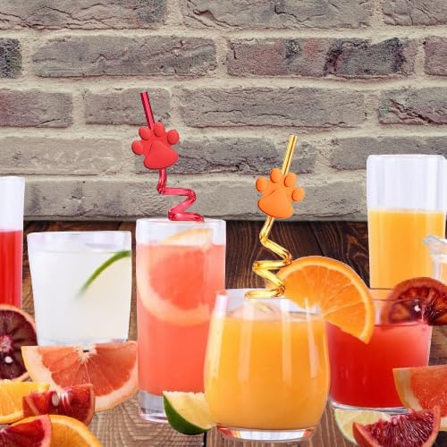 Paw Print Drinking Straws - 24 Pack for Pet Birthday Parties