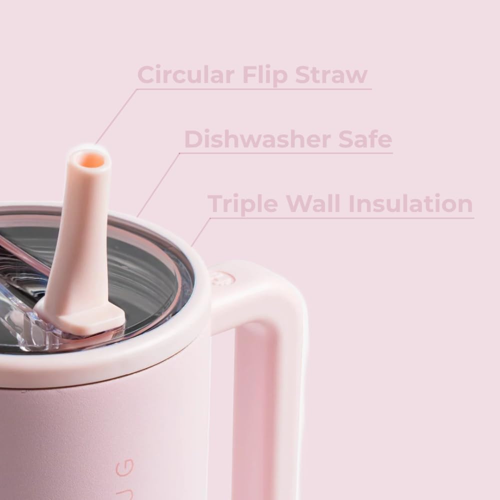 HydroJug 32 oz Insulated Water Bottle - Leak Resistant with Handle & Flip Straw | Pink Sand