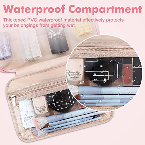 Wedama Hanging Toiletry Bag for Women, Medium Travel Cosmetic Organizer, Pink