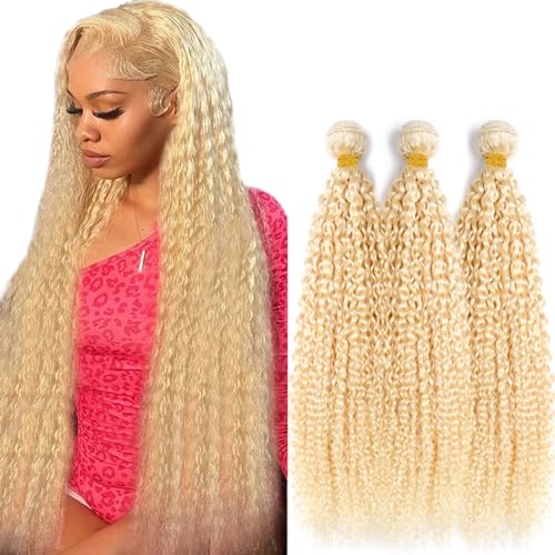 Blonde #613CL Curly Hair Bundles - 18 inch Brazilian Virgin Hair