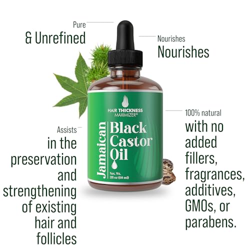 Hair Thickness Maximizer Jamaican Black Castor Oil 2oz - Organic Vegan Hair Growth Treatment