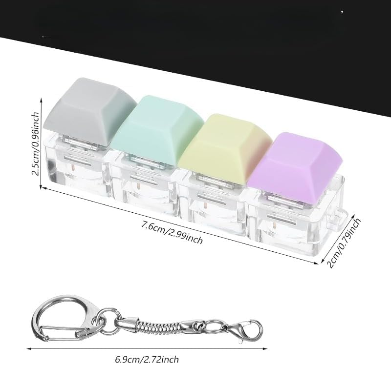 Keyboard Fidget Toy Set - 4-in-1 Decompression Button Keychain for Stress Relief | Pink & Green