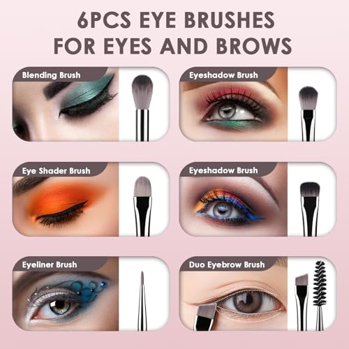 KINGMAS 6-Piece Eye Makeup Brush Set - Vegan & Cruelty-Free