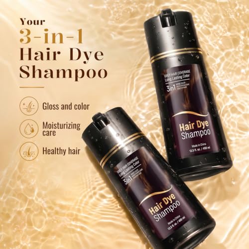 BOJICA Dark Brown Hair Dye Shampoo 3-in-1 Gray Coverage Fast-Acting