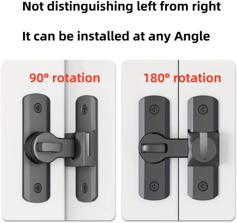 Heavy Duty Security Door Lock - Anti-Pry Bolt Lock with Adjustable Sliding Insert | Black, Commercial Grade
