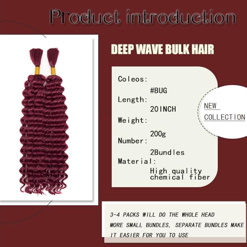 20 Inch Deep Wave Boho Braiding Hair Extensions - 2 Bundles