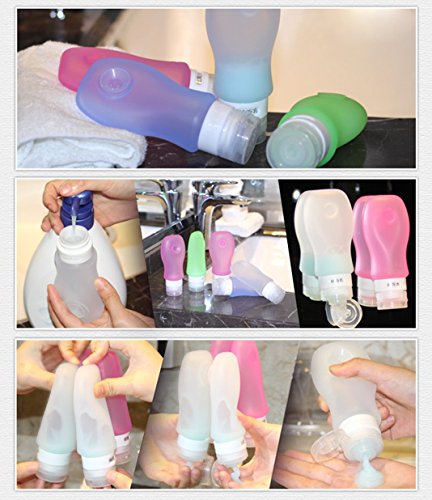 1oz Silicone Travel Bottles - 4 Pack Portable Squeeze Containers - TSA Approved