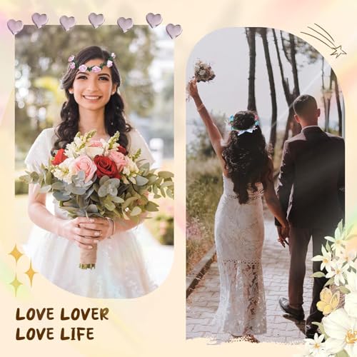 AmFor 11 Pcs Multicolor Rose Flower Wreath Crown Headband Garland for Festivals & Weddings