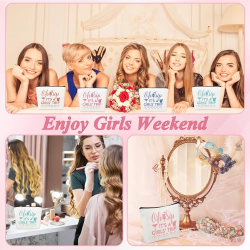Girls Trip Gift Bags Set - 4 Tote Bags & 4 Makeup Pouches