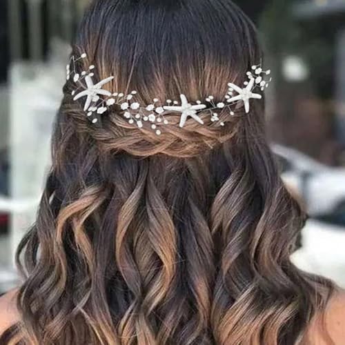 CASDRE Starfish Pearl Hair Vine - Mermaid Tassel Bridal Headband