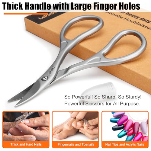 Heavy Duty Nail Scissors with Micro-Serrated Blades - Precise Grooming Tool