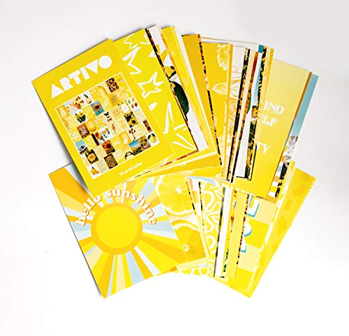 Artivo Yellow Wall Collage Kit - 50 Aesthetic Pictures & Stickers