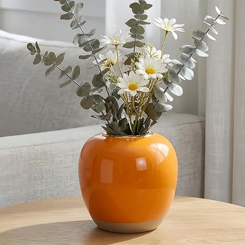 Modern Orange Ceramic Vase | 6.89 Inch Glossy Finish for Home Décor