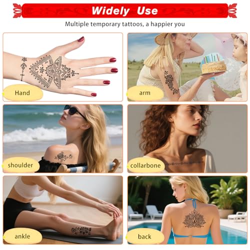 7PCS Temporary Tattoo Kit - 2 Black, 2 Brown, 2 Maroon, 1 Cherry Red