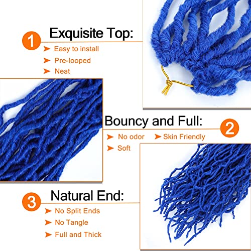 RENJOING 18 Inch Blue Faux Locs Crochet Hair - Pre-Looped Synthetic Braids