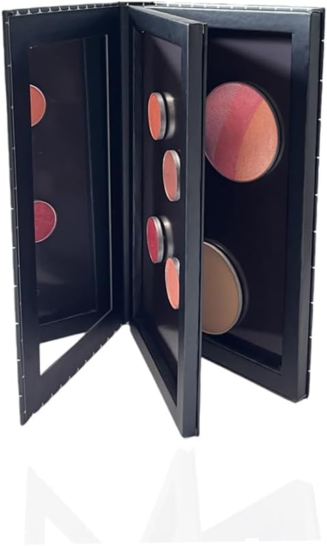 Magnetic Eyeshadow Makeup Palette - Double Layer Book Design with Mirror & 20 Adhesive Stickers | Silver Stars Cover
