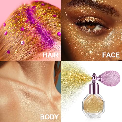 Shimmering Highlighter Spray for Face, Body & Hair - Long-Lasting Glitter