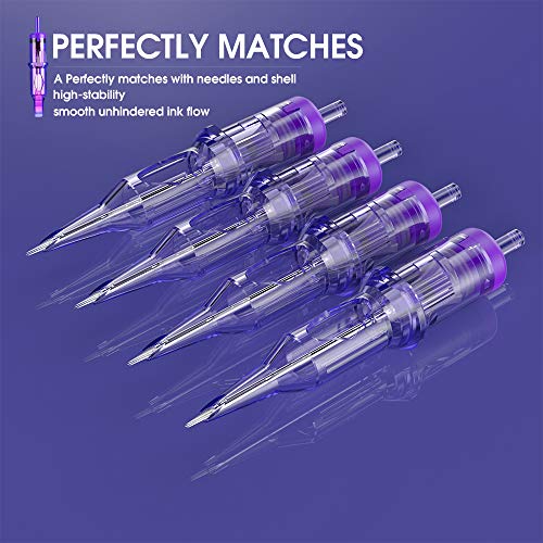 Mast Tattoo 50Pcs Pro Tattoo Cartridge Needles Assorted Mixed Size Round Liner Shader Magnum 3RL 7RL 7RS 9RM 9M with Membrane Disposable Tattoo Needles
