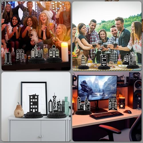 12-Piece Hero City Skyscraper Honeycomb Centerpieces