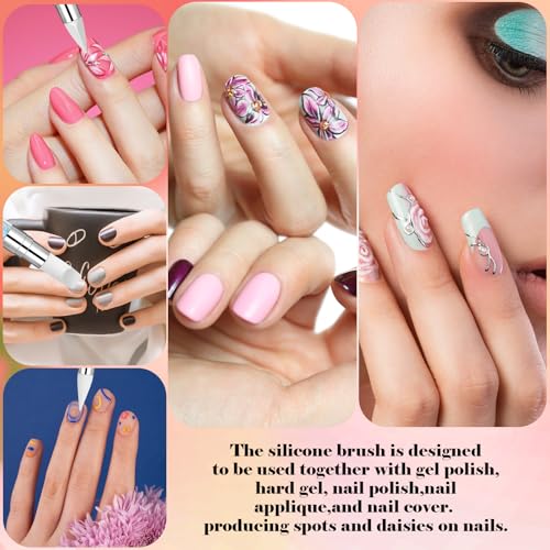 Oruola 8pcs Silicone Nail Art Tools Set - Dual Tipped Nail Brushes for Design & Shaping