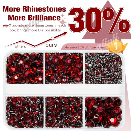 Dark Red Crystal Resin Rhinestones for DIY Crafts - 2mm to 6mm Sizes