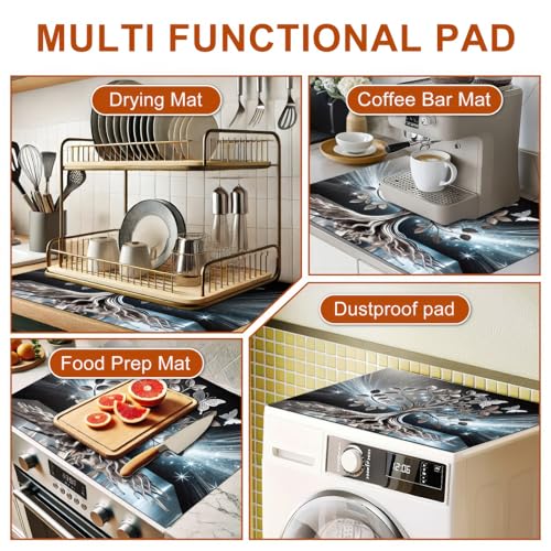 HOMETITUTE Floral Diatomite Stove Top Cover Mat 28x20