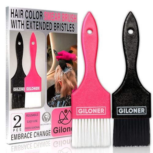 Giloner 2 Pack Hair Color Brush Set - Wide Applicator for Highlights & Root Touch Up