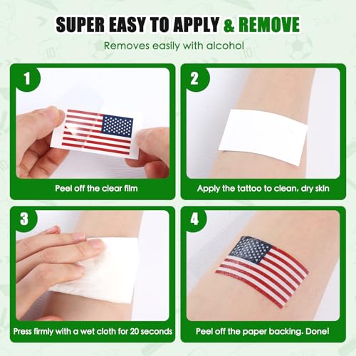 Achoulei Soccer Fan Temporary Tattoos - 10 Countries Flag Stickers for 2026 World Cup