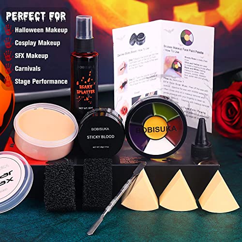 BOBISUKA Demonic Special Effects Makeup Kit 02 - 6 Colors, Fake Blood & Scar Wax