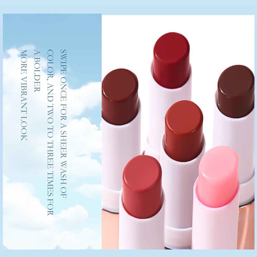 Hydrating Lip Tint Set - 6 Pcs Tinted Lip Balm for Deep Nourishment | Long-Lasting Moisturizing Care for Dry, Cracked Lips