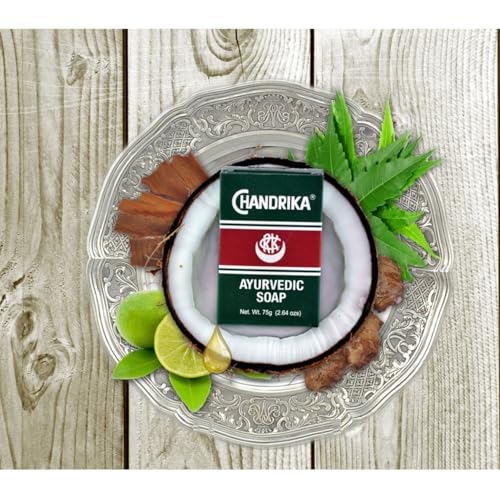 Chandrika Ayurvedic Soap - 100% Natural Vegan Bar Soap, 4-Pack