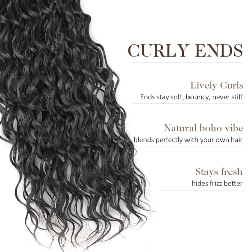 24 Inch Pre-Looped Boho Island Twist Crochet Hair - 1B Natural Black (8 Packs)
