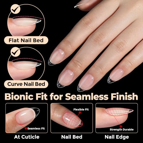 UNA GELLA Short Almond Nail Tips 450PCS - A1-Short Almond Fake Acrylic Nails