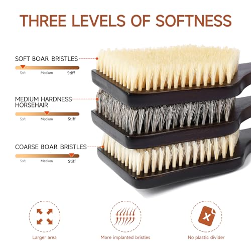 EnamelEVO Curved Long Handle Back Scrubber with Natural Stiff Bristles