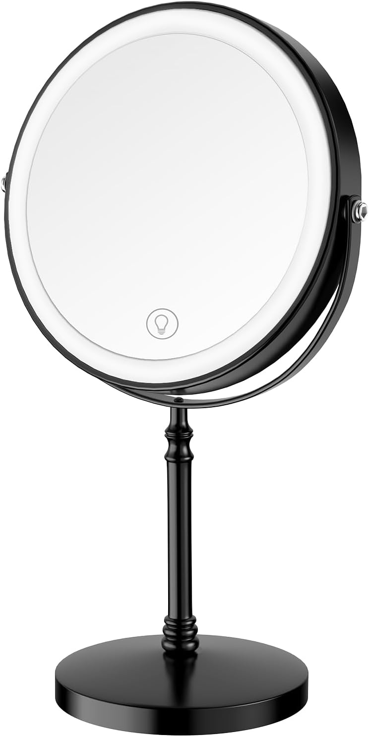Double-Sided Makeup Mirror - 3000mAh Rechargeable Vanity Mirror | 1X/10X Magnification, Adjustable Brightness, 3 Colors