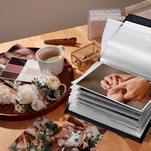 Performore 4x6 Photo Album - 2 Pack Small Black Albums with Customizable Cover