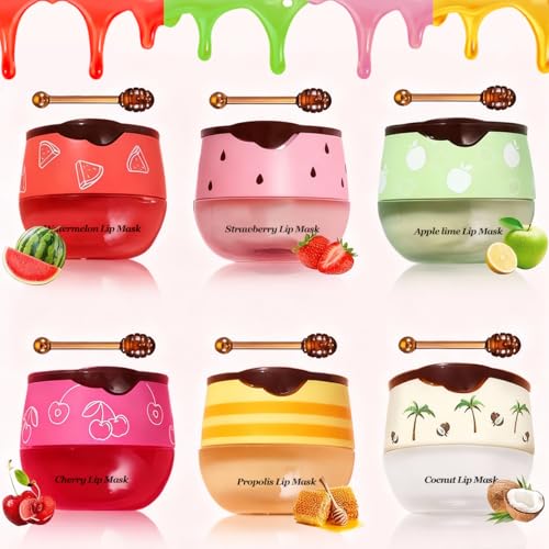 Tiejdhr Honey Lip Balm 6 Flavors Moisturizing Lip Mask, Hydrate & Repair
