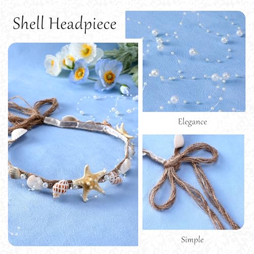 Seashell Crown Mermaid Headpiece with Starfish - Handmade Pearl Shell Crown for Beach Wedding (Variation: Starfish)