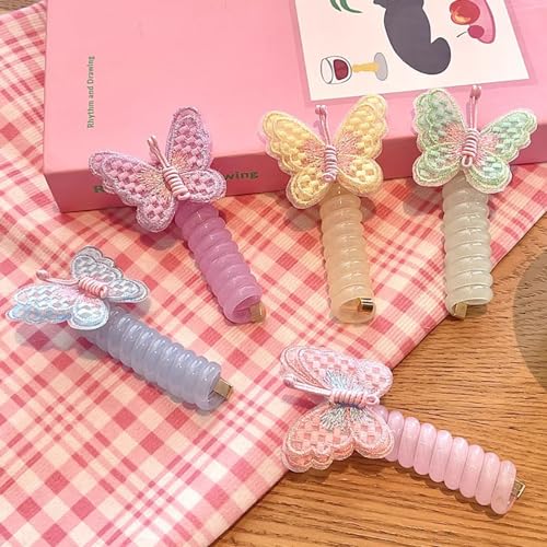 10 Pack Colorful Butterfly Spiral Hair Ties for Kids