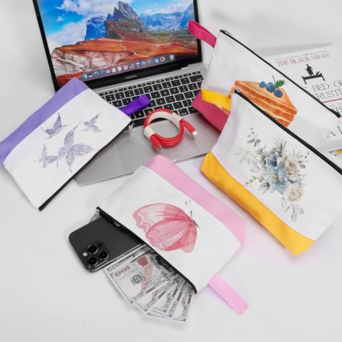 XS Multicolor Cotton Canvas Makeup Bag - 10 Pack, DIY Travel Pouch