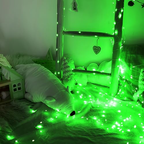 WATERGLIDE 12 Pack Battery Operated Mini Fairy String Lights - 7 ft, 20 LEDs, Waterproof Silver Wire, Green
