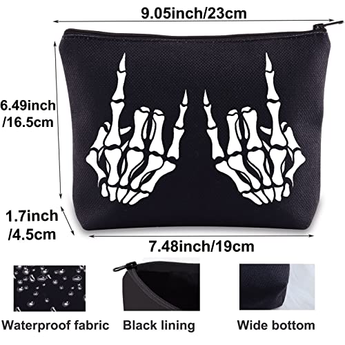 Skeleton Rock Hand Makeup Bag - Durable Cotton Travel Cosmetic Pouch