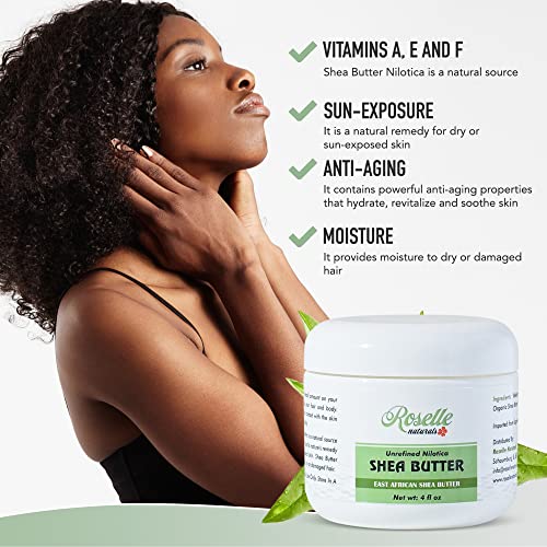 Nilotica Shea Butter 4 oz - Organic Unrefined Creamy Moisturizer for Skin, Face, Hair