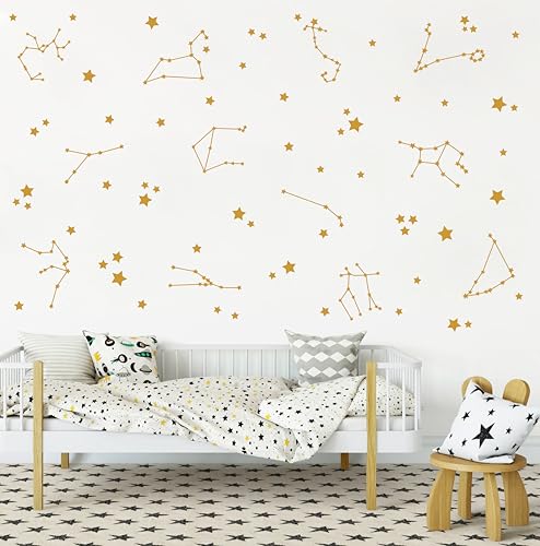 Gold Constellation Wall Decals for Nursery & Kids Room - 148 Stickers