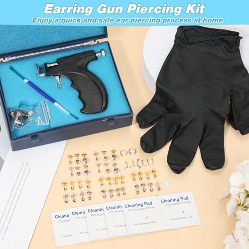 Professional Ear and Nose Piercing Gun Kit with Studs and Earrings
