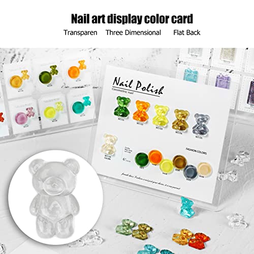 50pcs Clear Acrylic Bear-Shaped Nail Polish Color Display Cards for Nail Art & Practice
