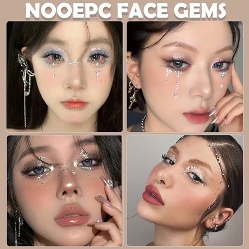 Face Gems & Rhinestones for Festival Makeup - Self-Adhesive Jewels